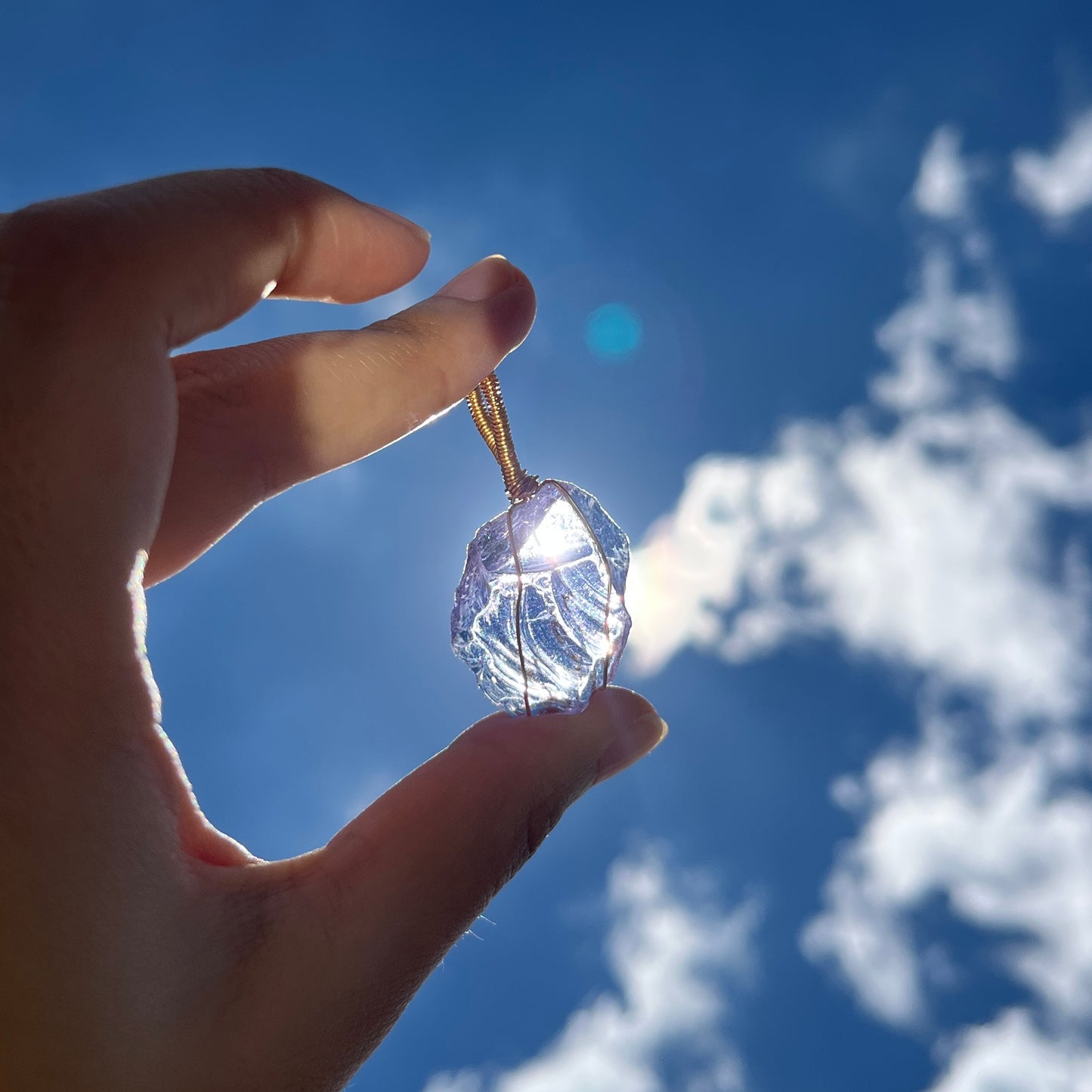 |人手繞線| Andara 淡紫水晶吊墜(9g)|Andara Lilac Crystal Pendant (9g) With Hand - Wrapped Wire