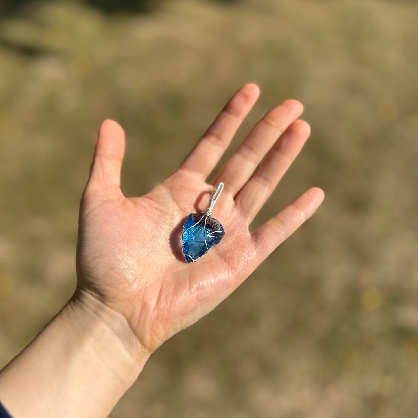 |人手繞線| Andara 藍晶吊墜(10.1g)|Andara Blue Crystal Pendant With Hand - Wrapped Wire (10.1g)