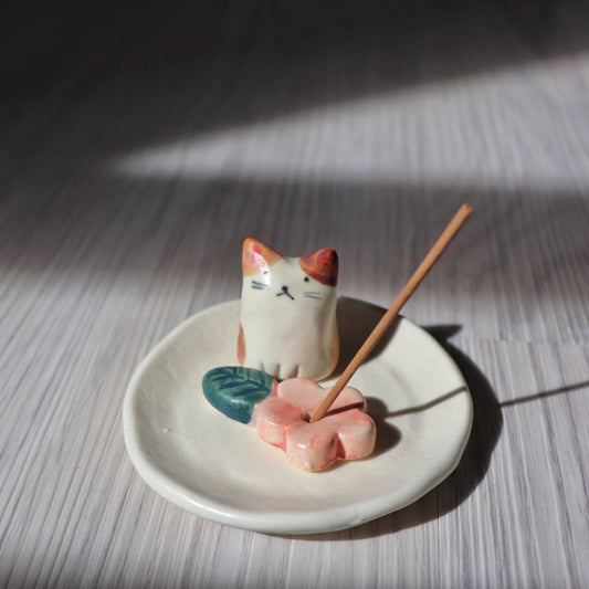 小花貓迷你線香座｜Tabby Cat Mini Incense Holder