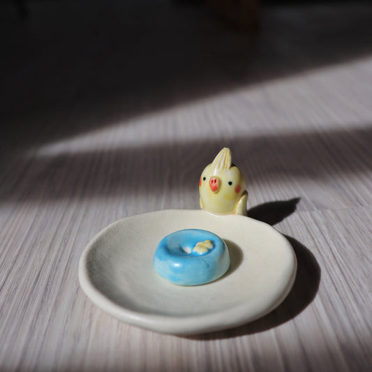 雞尾鸚鵡寶寶迷你線香座｜Baby Cockatiel Mini Incense Holder