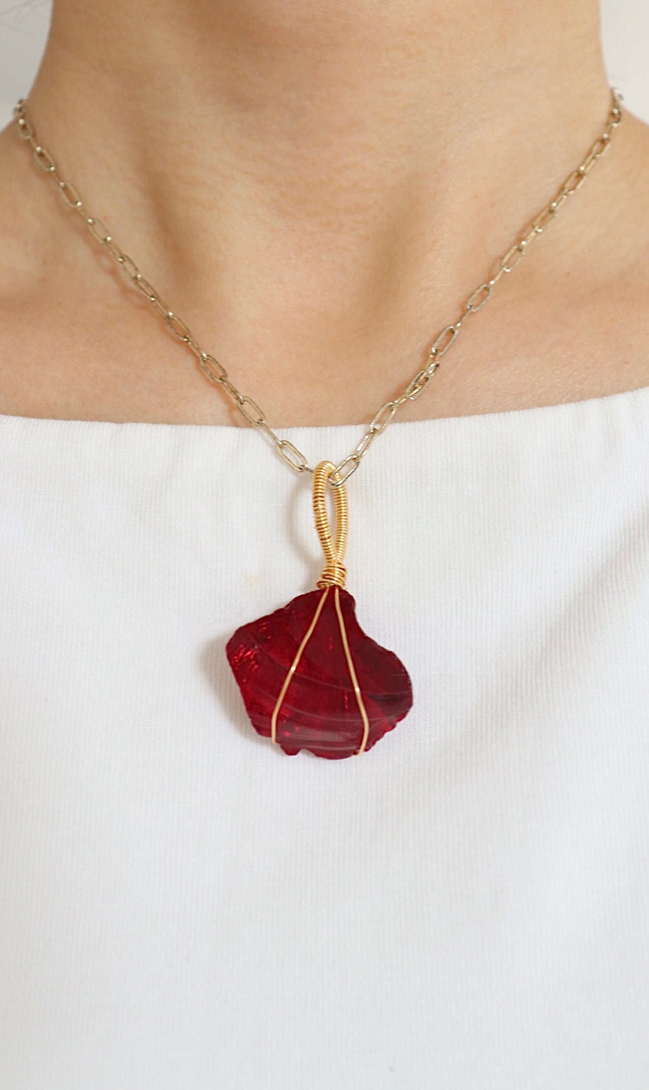 ｜人手繞線｜ Andara 紅寶石吊墜(10g)｜Andara Red Charm Pendant With Hand - Wrapped Wire(10g)