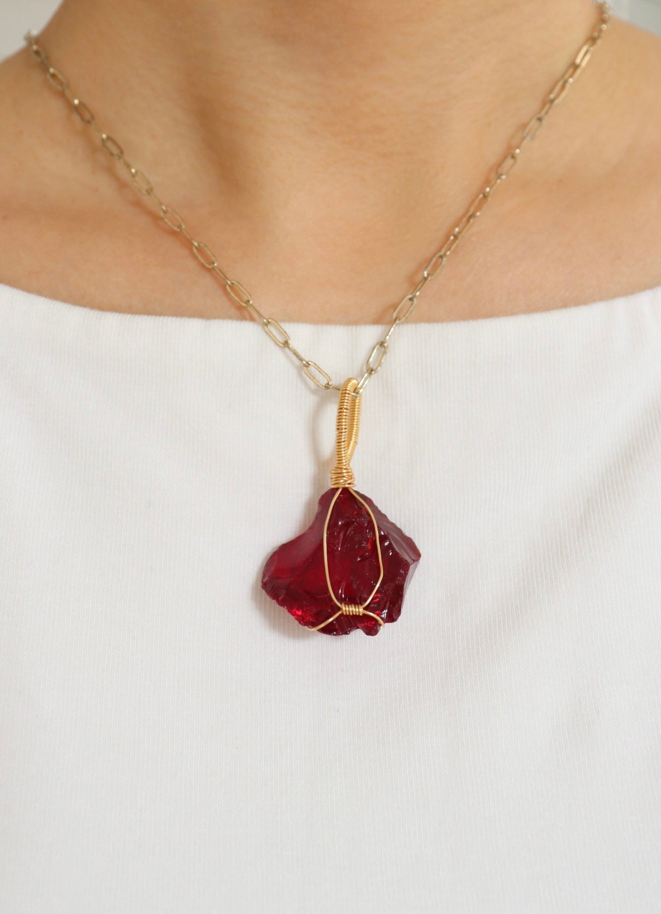 ｜人手繞線｜ Andara 紅寶石吊墜(10g)｜Andara Red Charm Pendant With Hand - Wrapped Wire(10g)