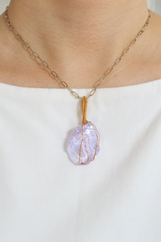 ｜人手繞線｜ Andara 淡紫水晶吊墜(9g)｜Andara Lilac Crystal Pendant (9g) With Hand - Wrapped Wire